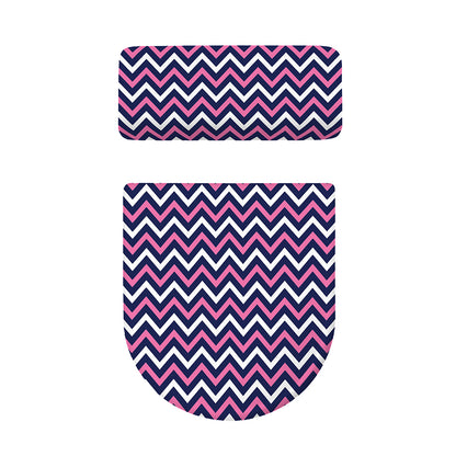 Navy Pink And White Chevron Print Toilet Lid And Tank Cover Set