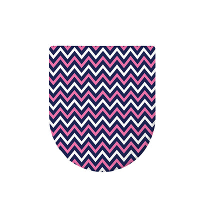 Navy Pink And White Chevron Print Toilet Lid Cover