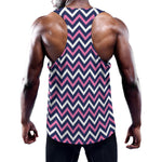 Navy Pink And White Chevron Print Training Tank Top