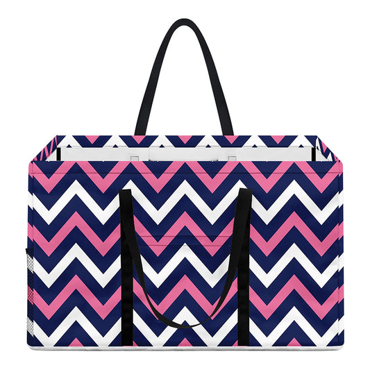 Navy Pink And White Chevron Print Utility Tote Bag