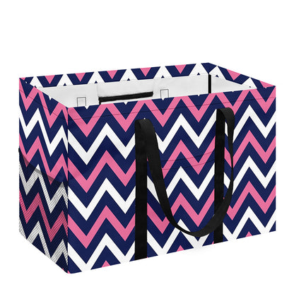 Navy Pink And White Chevron Print Utility Tote Bag
