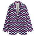 Navy Pink And White Chevron Print Women's Blazer