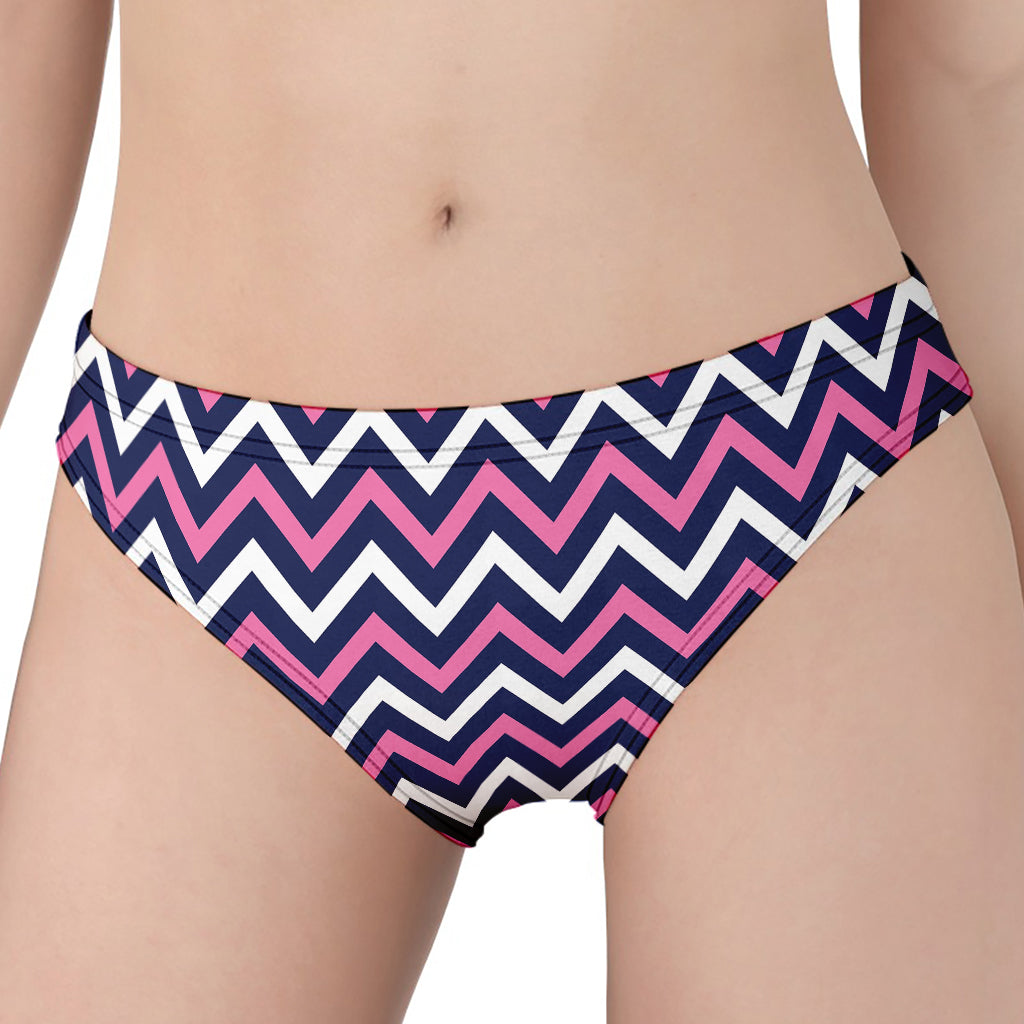 Navy Pink And White Chevron Print Women's Panties