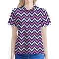 Navy Pink And White Chevron Print Women's Polo Shirt