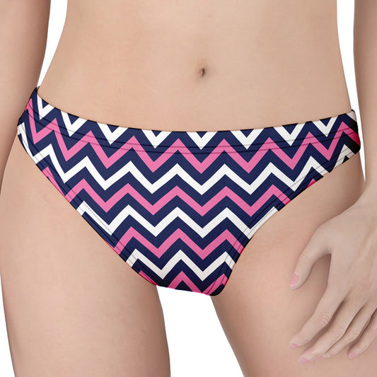 Navy Pink And White Chevron Print Women's Thong