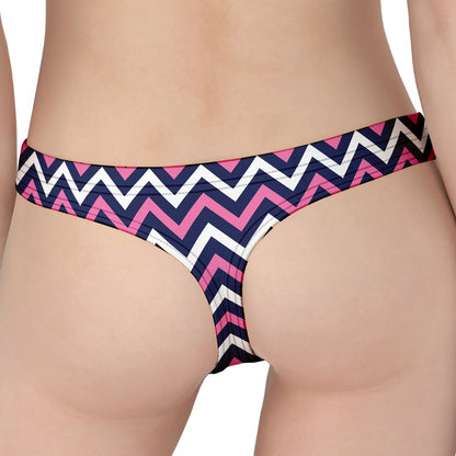 Navy Pink And White Chevron Print Women's Thong