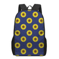 Navy Sunflower Pattern Print 17 Inch Backpack