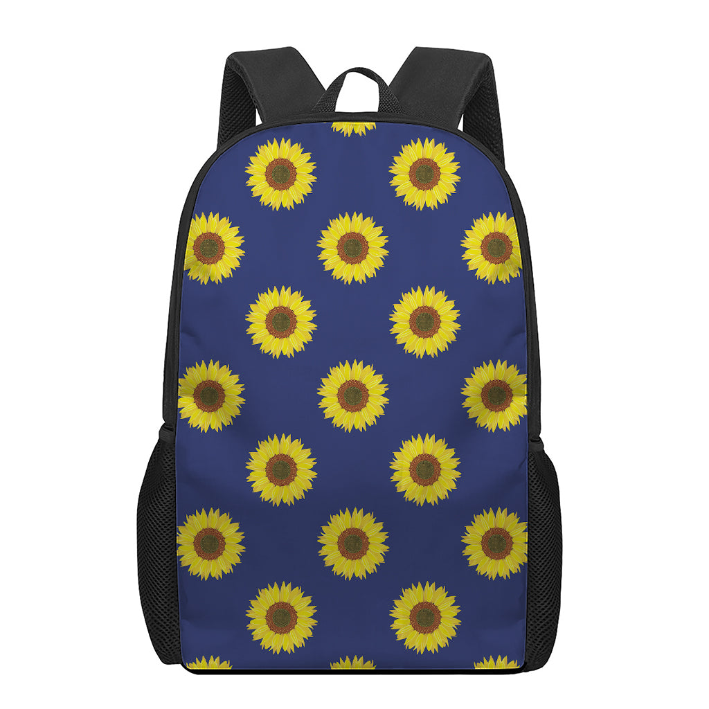 Navy Sunflower Pattern Print 17 Inch Backpack