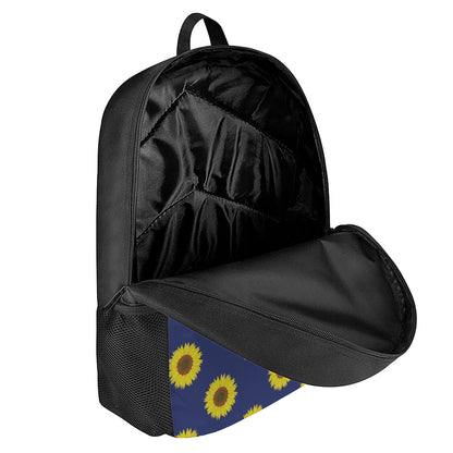 Navy Sunflower Pattern Print 17 Inch Backpack
