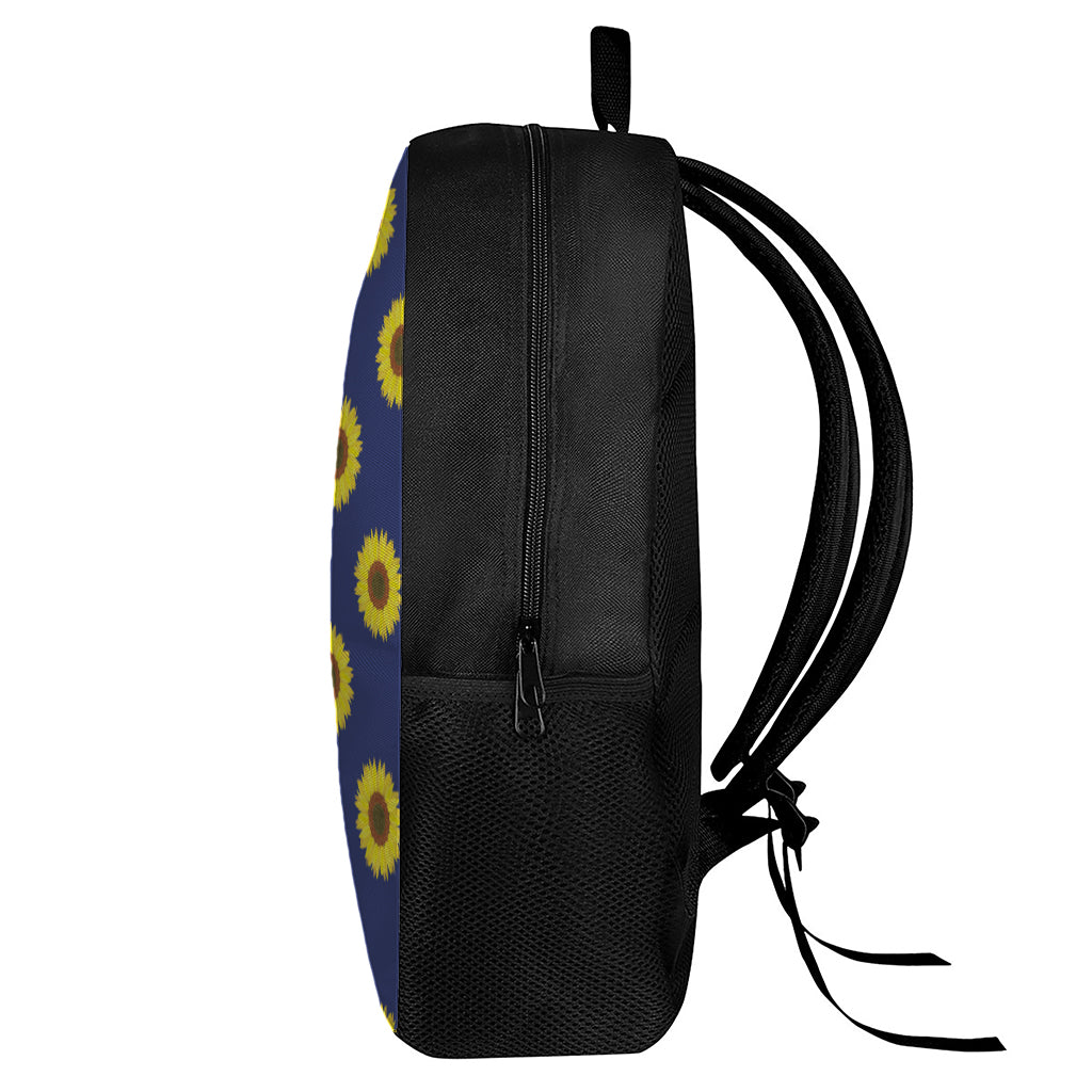 Navy Sunflower Pattern Print 17 Inch Backpack