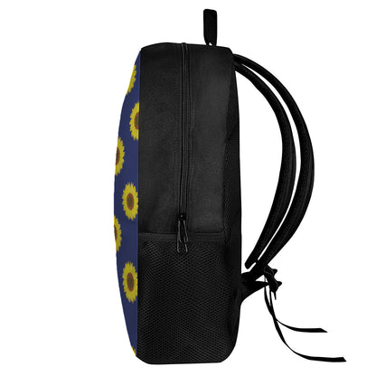Navy Sunflower Pattern Print 17 Inch Backpack