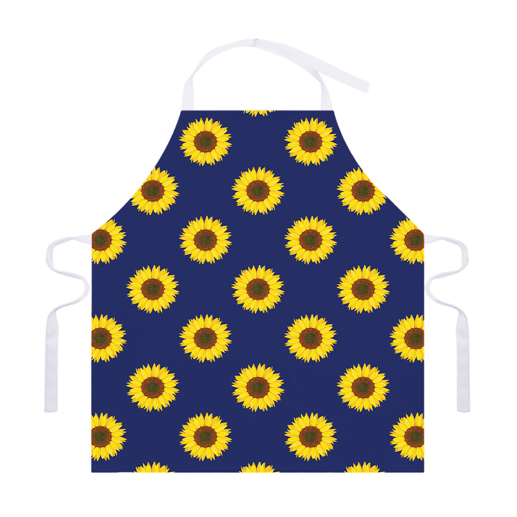 Navy Sunflower Pattern Print Adjustable Apron