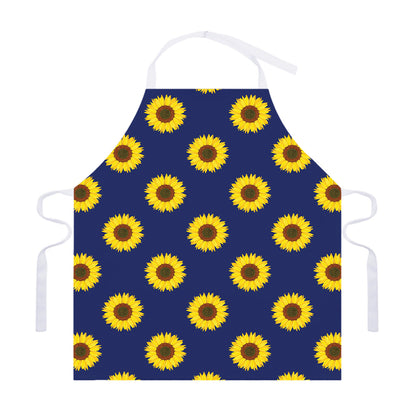 Navy Sunflower Pattern Print Adjustable Apron