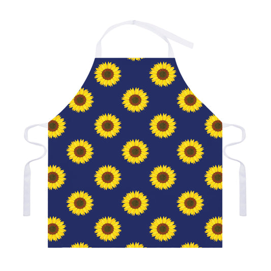 Navy Sunflower Pattern Print Adjustable Apron