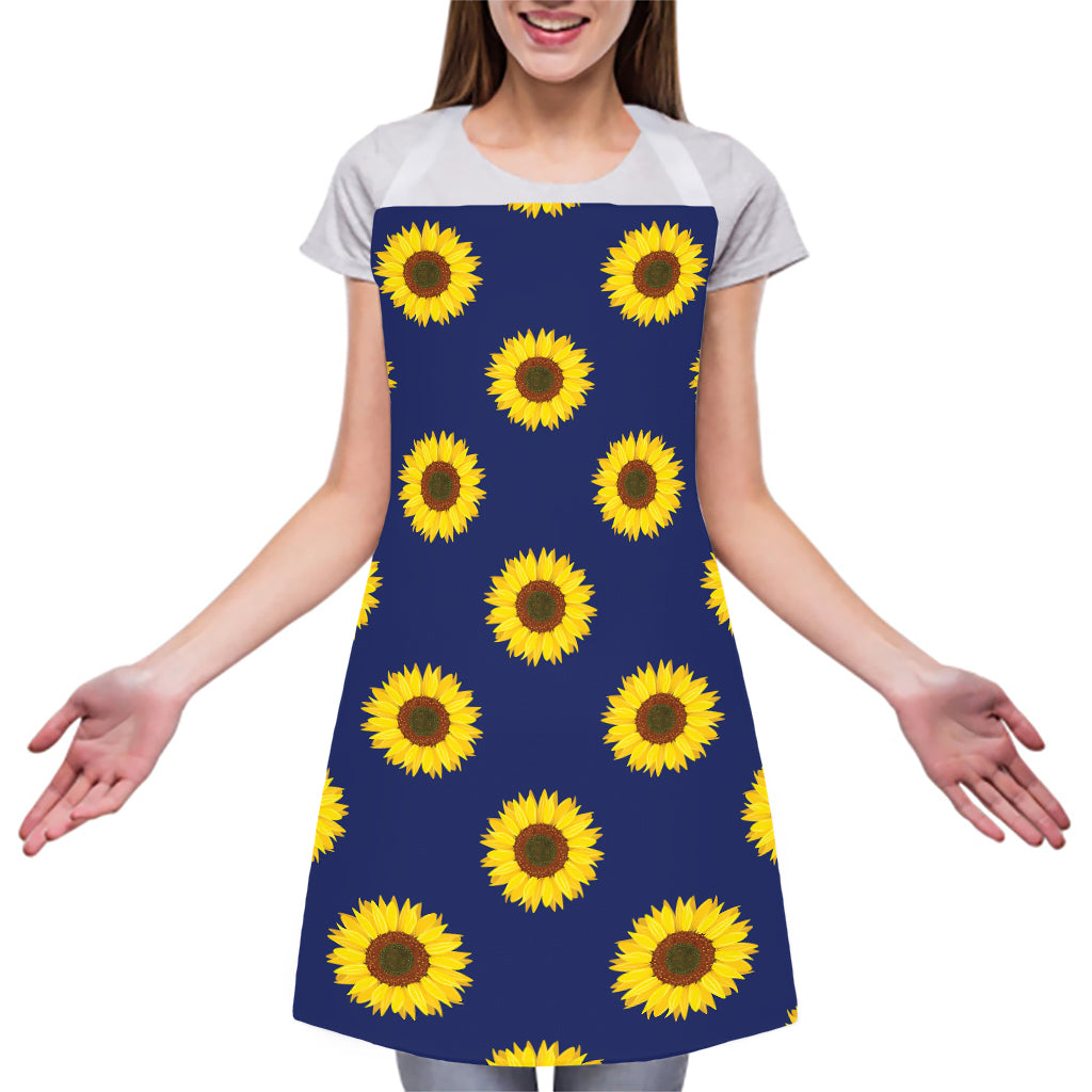Navy Sunflower Pattern Print Adjustable Apron