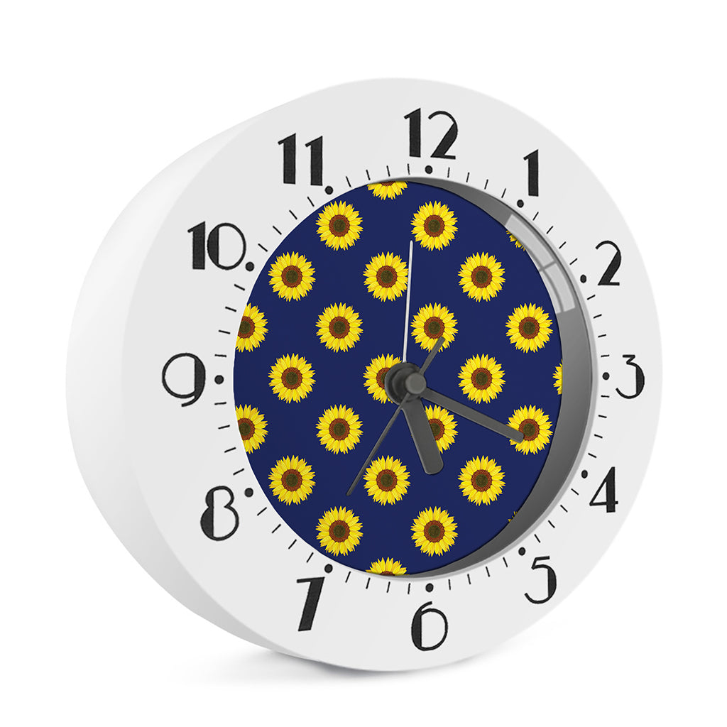 Navy Sunflower Pattern Print Alarm Clock