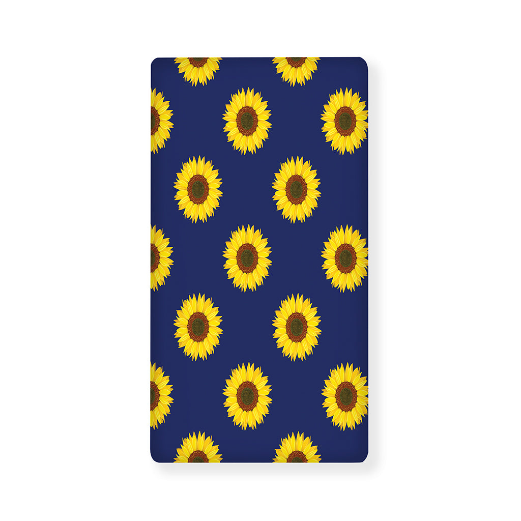 Navy Sunflower Pattern Print Baby Crib Sheet
