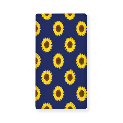 Navy Sunflower Pattern Print Baby Crib Sheet