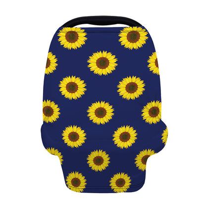 Navy Sunflower Pattern Print Baby Seat Cover