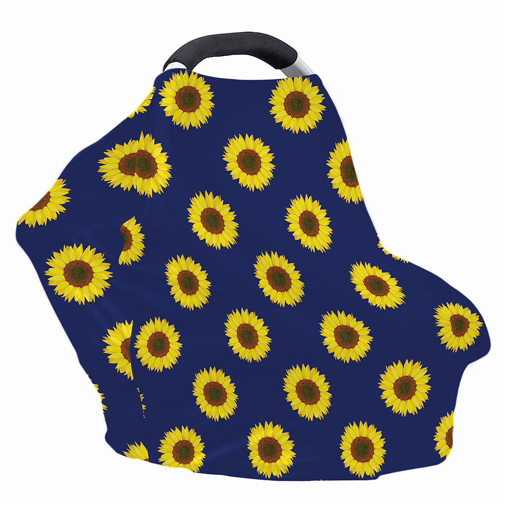 Navy Sunflower Pattern Print Baby Seat Cover