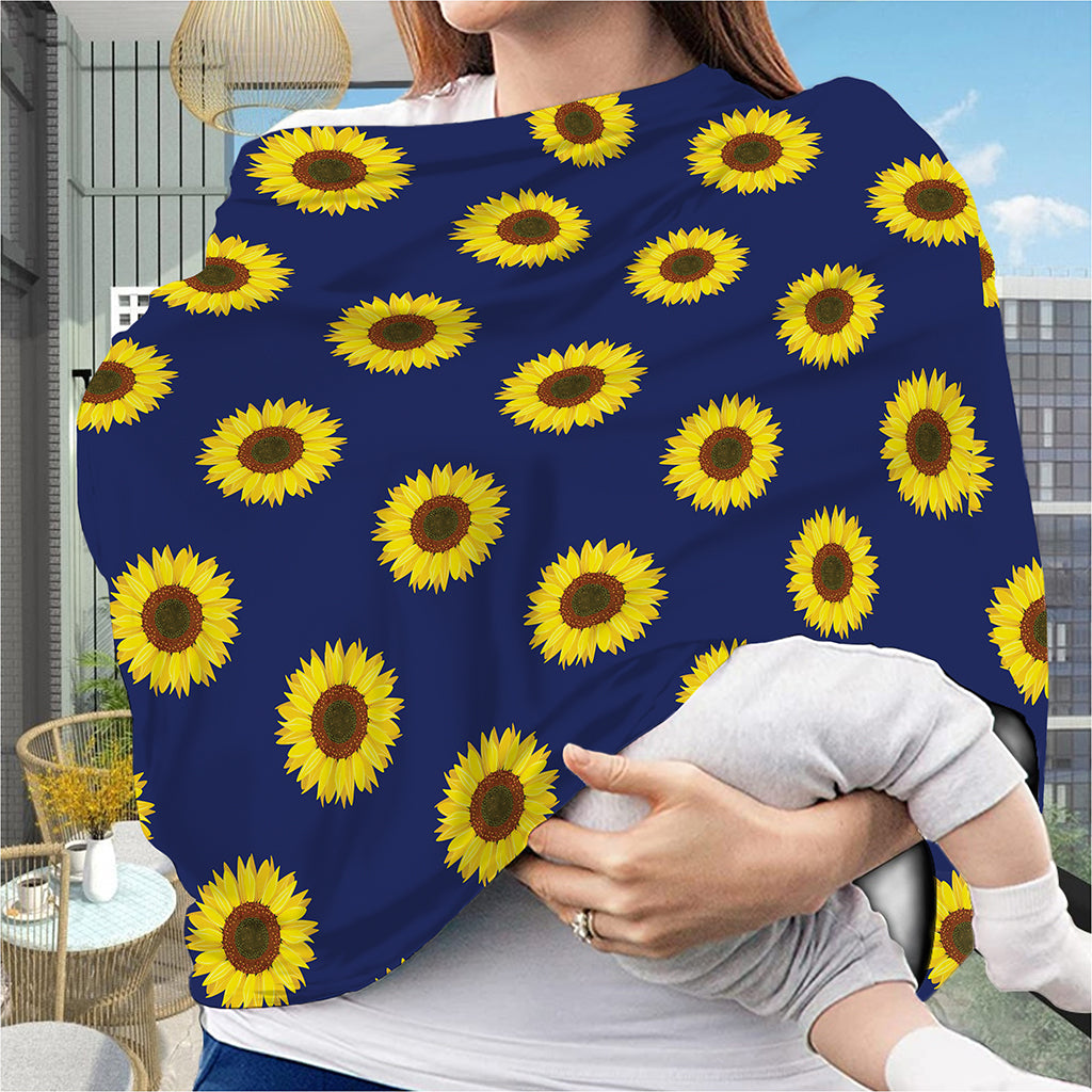 Navy Sunflower Pattern Print Baby Seat Cover