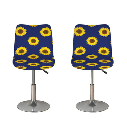 Navy Sunflower Pattern Print Bar Stool Covers