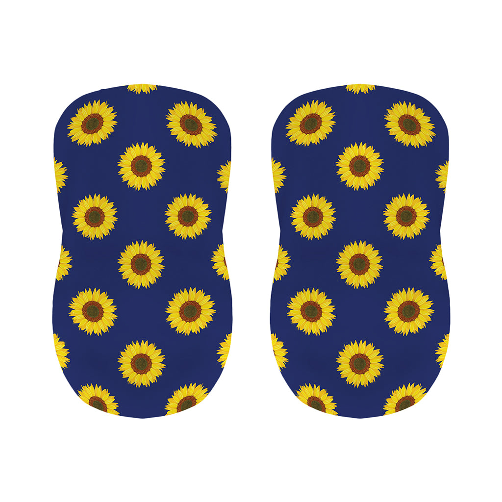 Navy Sunflower Pattern Print Bar Stool Covers