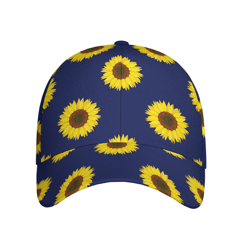 Navy Sunflower Pattern Print Baseball Cap