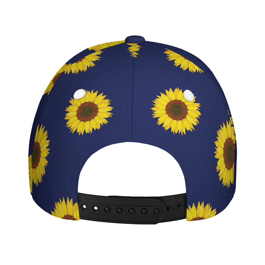Navy Sunflower Pattern Print Baseball Cap
