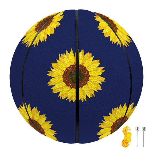 Navy Sunflower Pattern Print Basketball