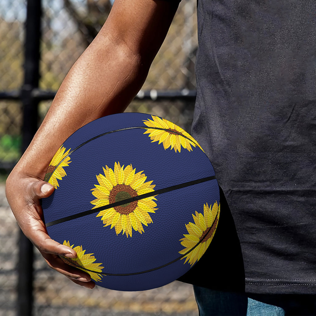 Navy Sunflower Pattern Print Basketball