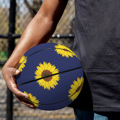 Navy Sunflower Pattern Print Basketball