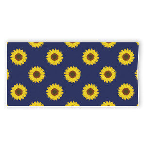 Navy Sunflower Pattern Print Beach Towel