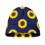 Navy Sunflower Pattern Print Beanie