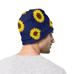 Navy Sunflower Pattern Print Beanie