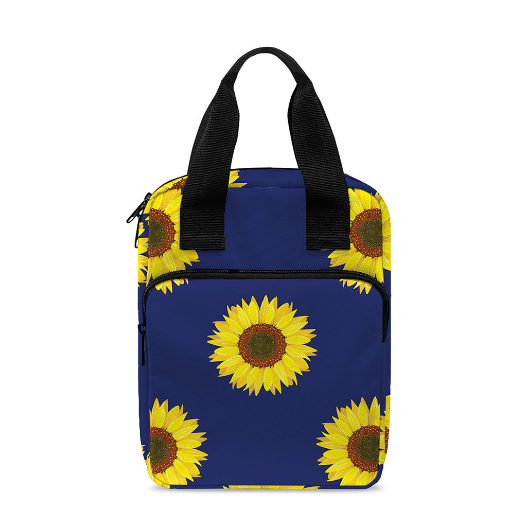 Navy Sunflower Pattern Print Bible Tote Bag