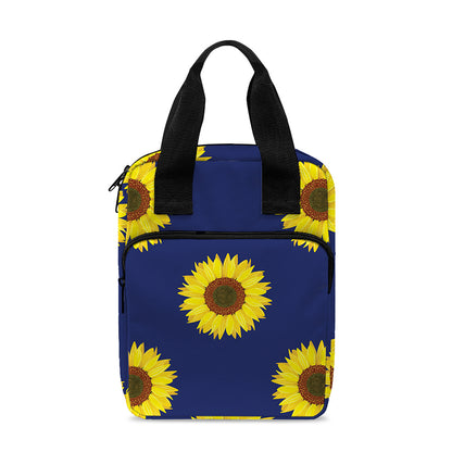 Navy Sunflower Pattern Print Bible Tote Bag