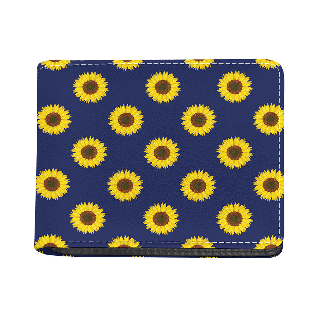 Navy Sunflower Pattern Print Bifold Wallet