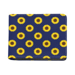 Navy Sunflower Pattern Print Bifold Wallet