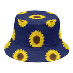 Navy Sunflower Pattern Print Bucket Hat