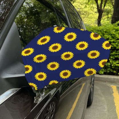 Navy Sunflower Pattern Print Car Side Mirror Covers