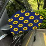 Navy Sunflower Pattern Print Car Side Mirror Covers