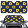 Navy Sunflower Pattern Print Car Windshield Sun Shade
