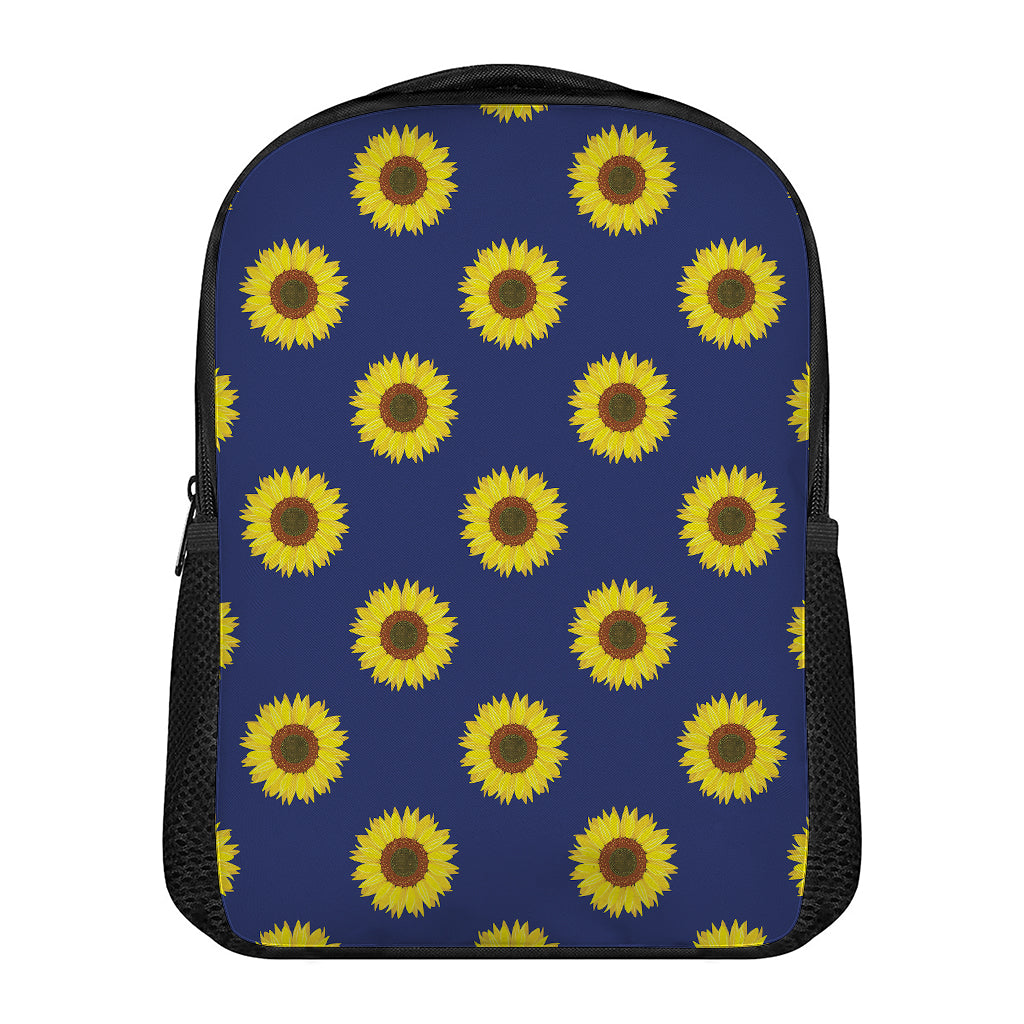Navy Sunflower Pattern Print Casual Backpack