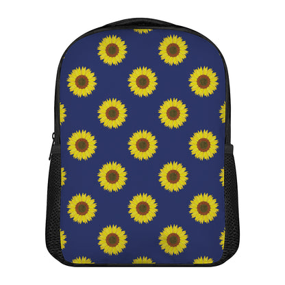 Navy Sunflower Pattern Print Casual Backpack