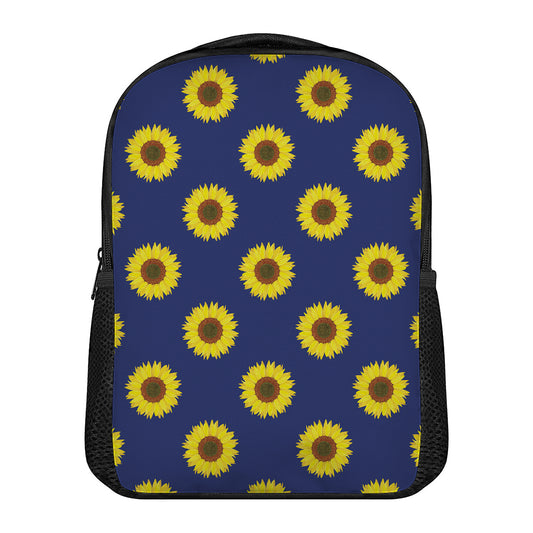 Navy Sunflower Pattern Print Casual Backpack