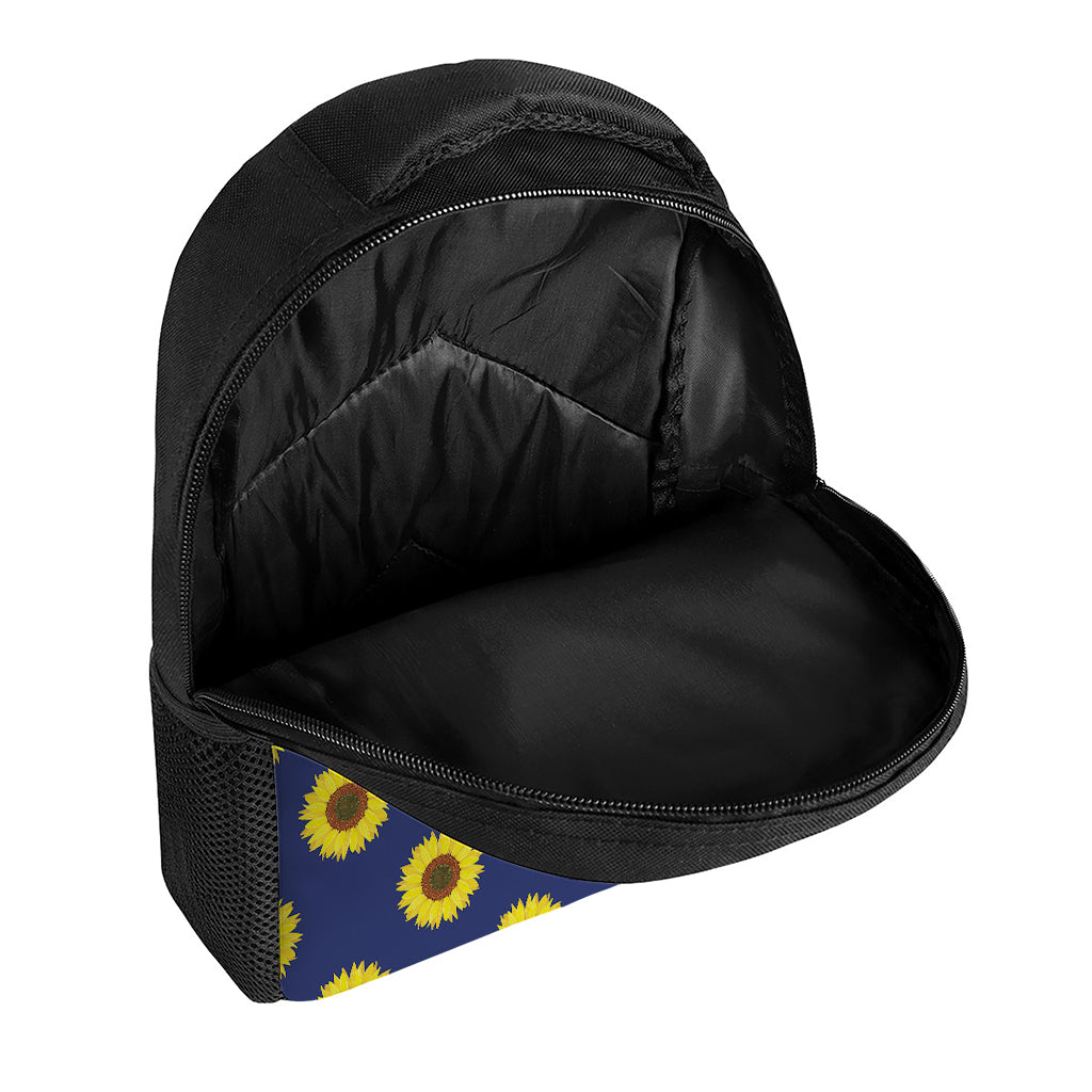 Navy Sunflower Pattern Print Casual Backpack