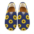 Navy Sunflower Pattern Print Casual Shoes