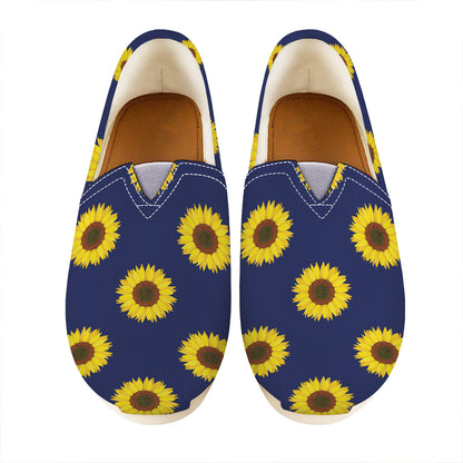 Navy Sunflower Pattern Print Casual Shoes