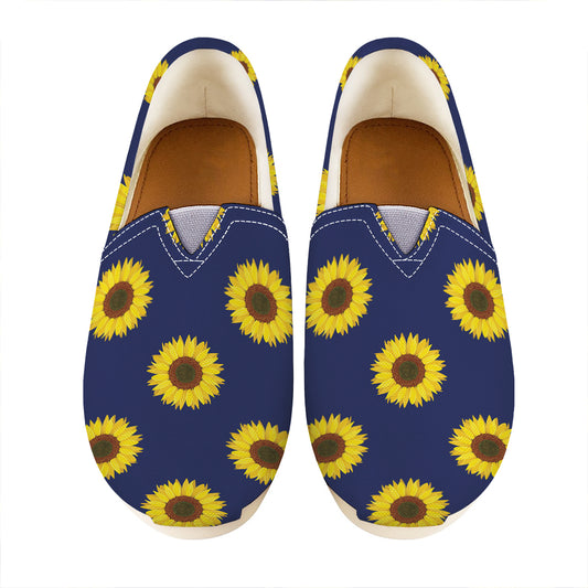 Navy Sunflower Pattern Print Casual Shoes